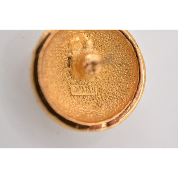 Roman Vintage Earrings Gold Rhinestone Crystal Round Ball Signed 1980s Bin1 - Picture 11 of 12